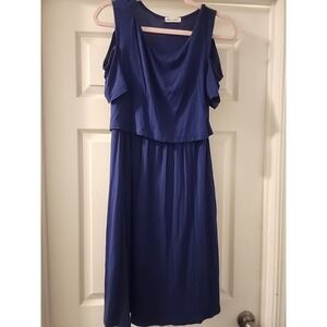 Smallshow Maternity Nursing Dress M Blue Soft Comfortable Navy Pockets